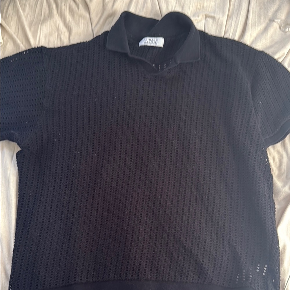 Black Knit Short Sleeve Top